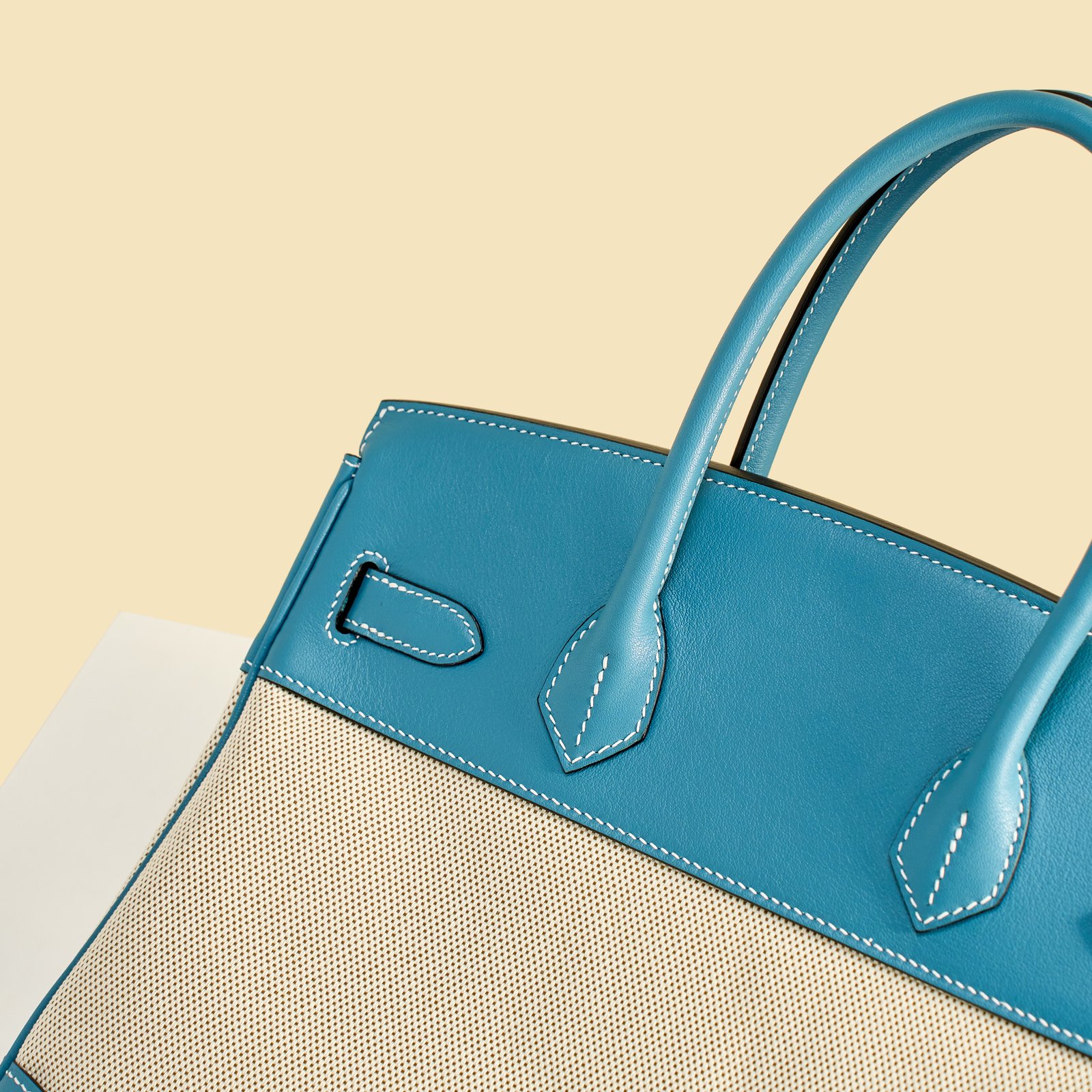 JX Birkin 30 in Denim Blue – Artisan Code 052, Hand-Stitched, Stainless Steel Hardware