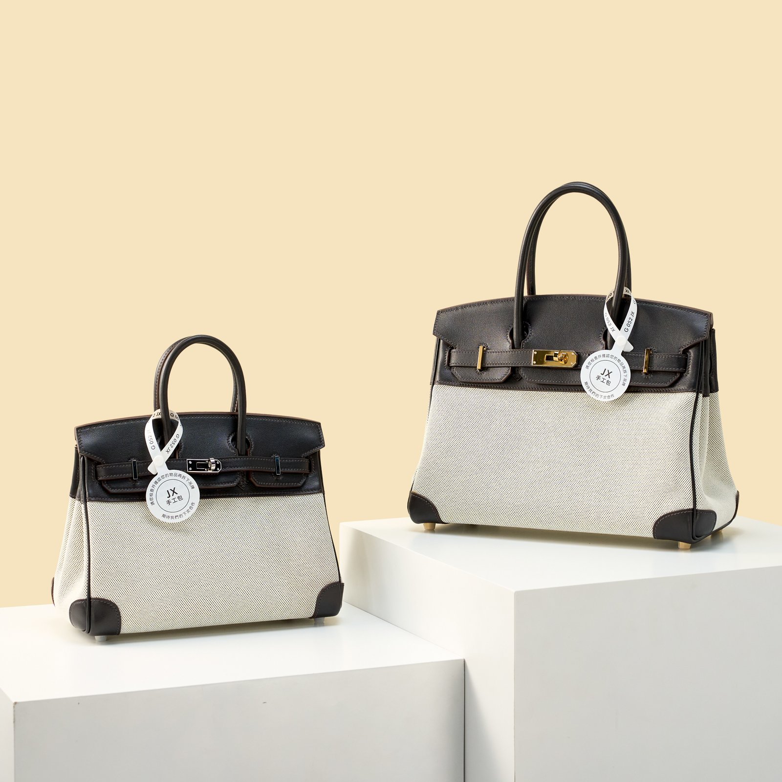 JX Birkin 30 in Ebony – Artisan Code 052, Hand-Stitched, Stainless Steel Hardware