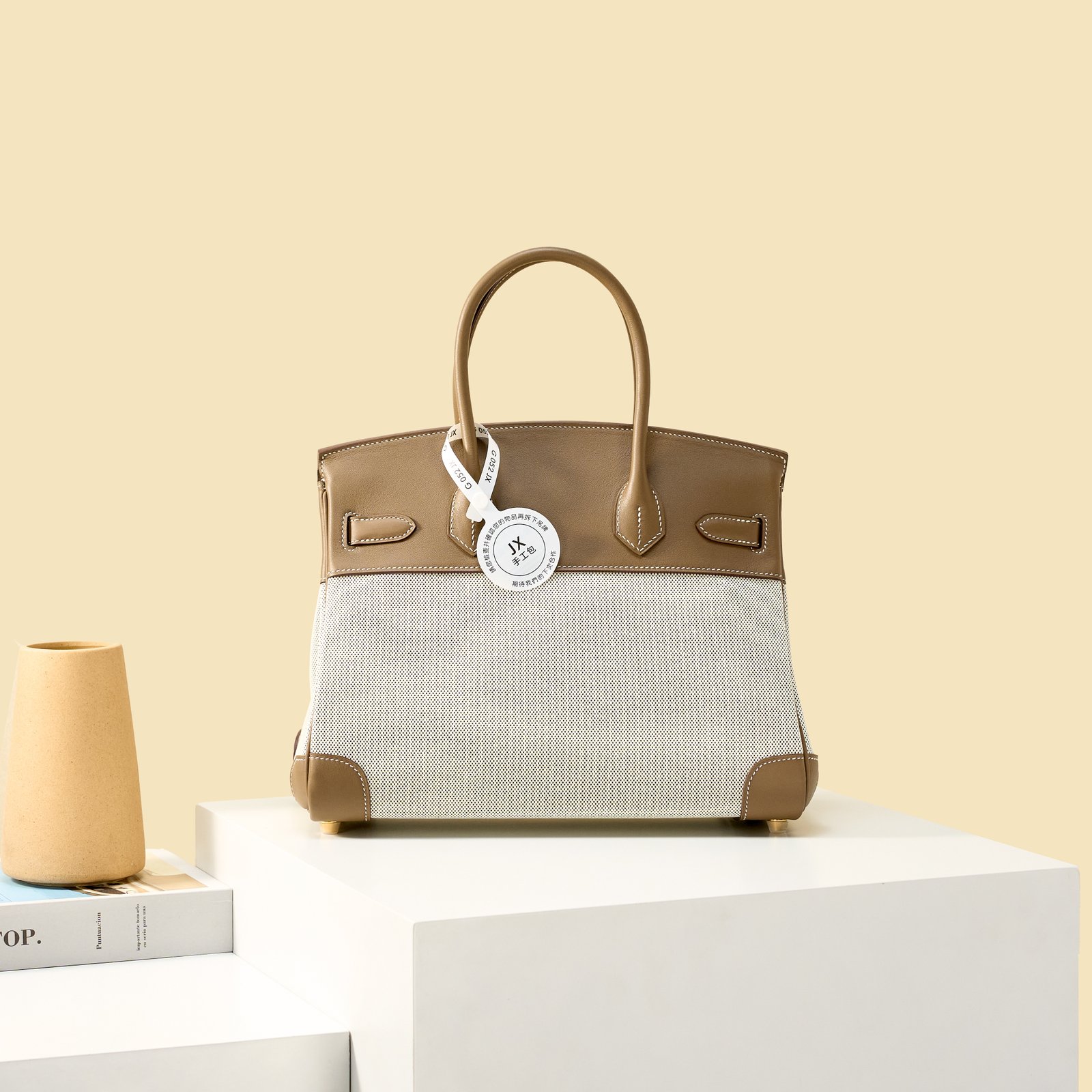 JX Birkin 30 in Etoupe – Artisan Code 052, Hand-Stitched, Stainless Steel Hardware