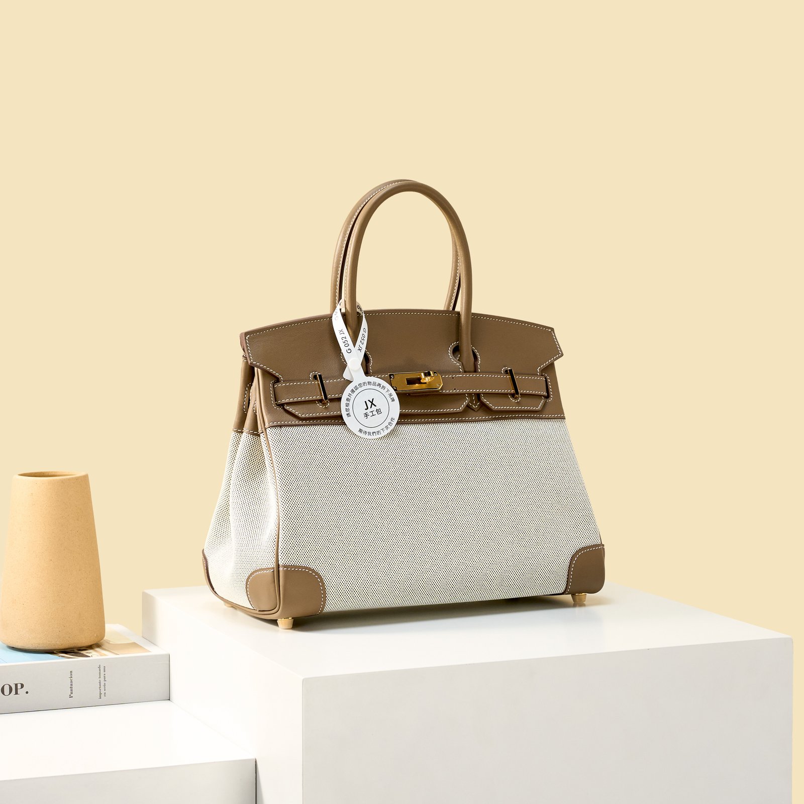JX Birkin 30 in Etoupe – Artisan Code 052, Hand-Stitched, Stainless Steel Hardware