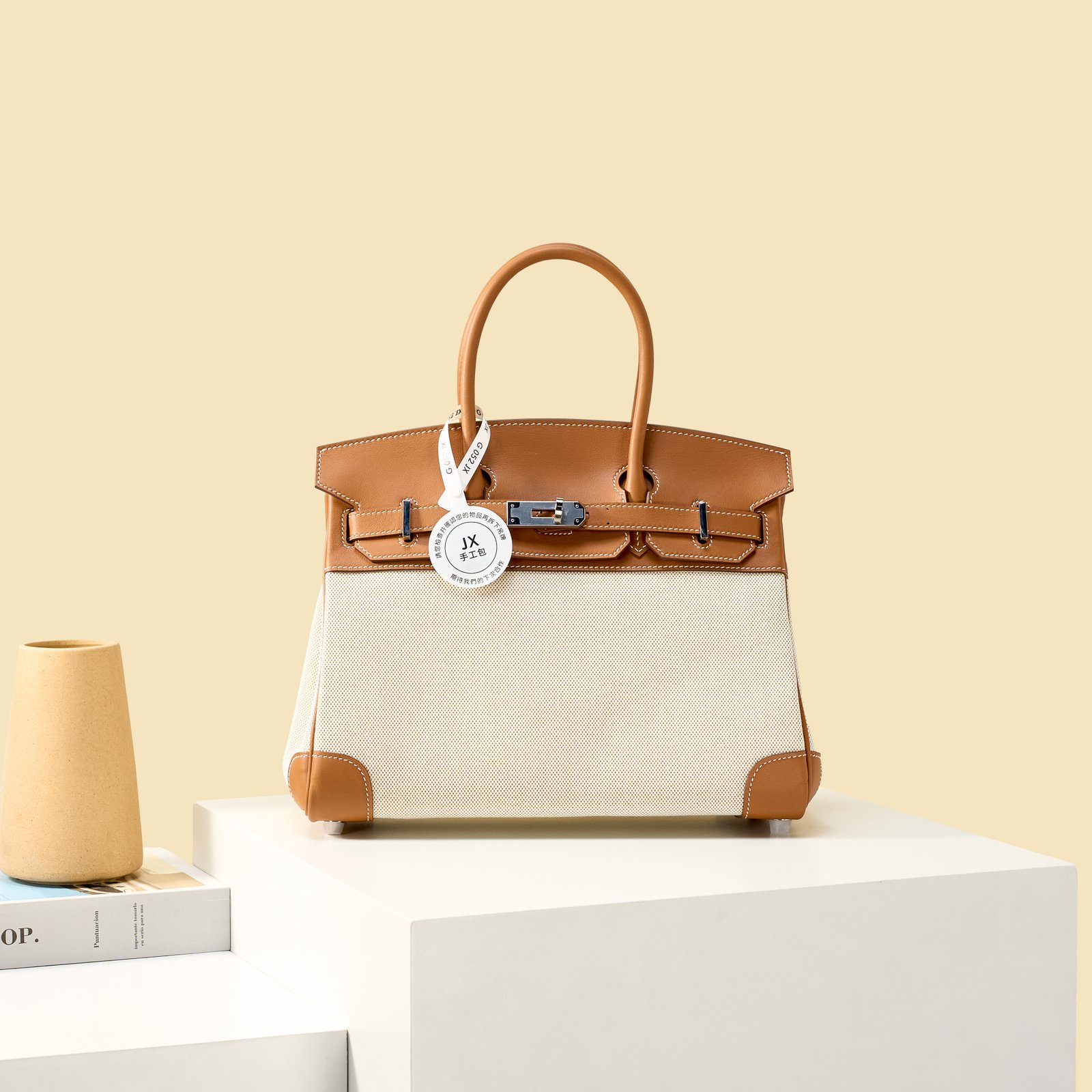 JX Birkin 30 in Gold – Artisan Code 052, Hand-Stitched, Stainless Steel Hardware