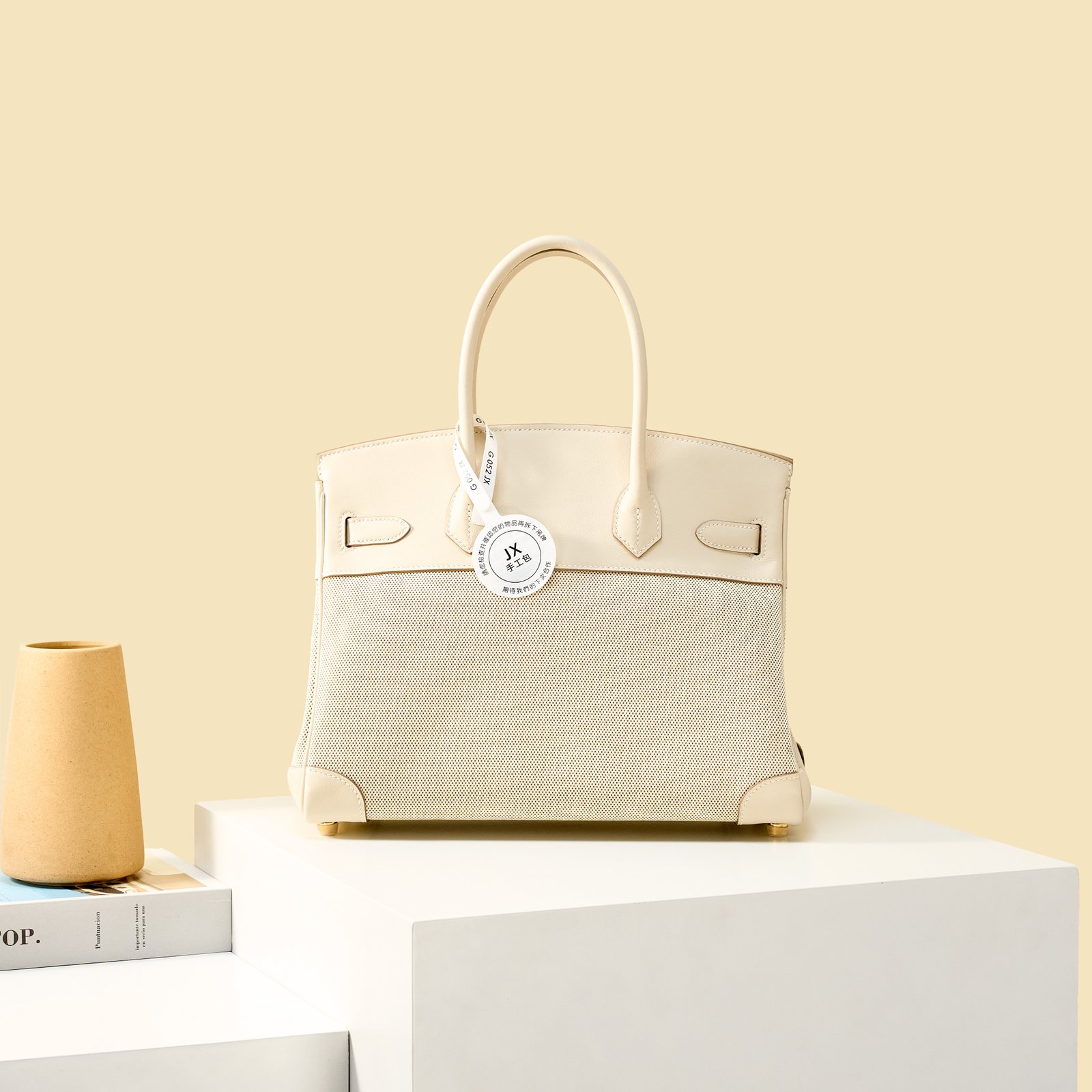 JX Birkin 30 in Milkshake White – Artisan Code 052, Hand-Stitched, Stainless Steel Hardware