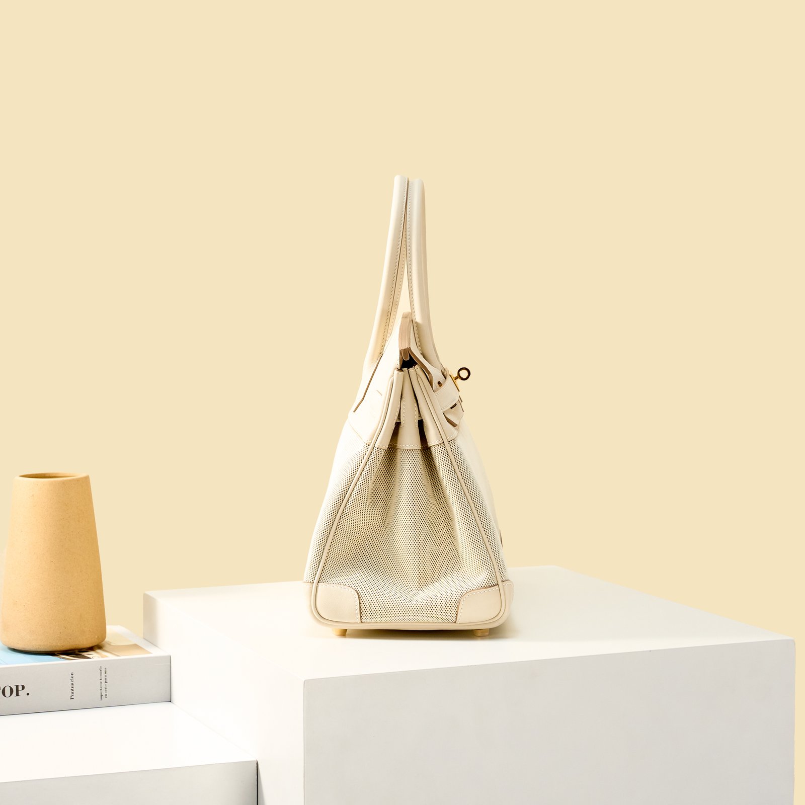 JX Birkin 30 in Milkshake White – Artisan Code 052, Hand-Stitched, Stainless Steel Hardware