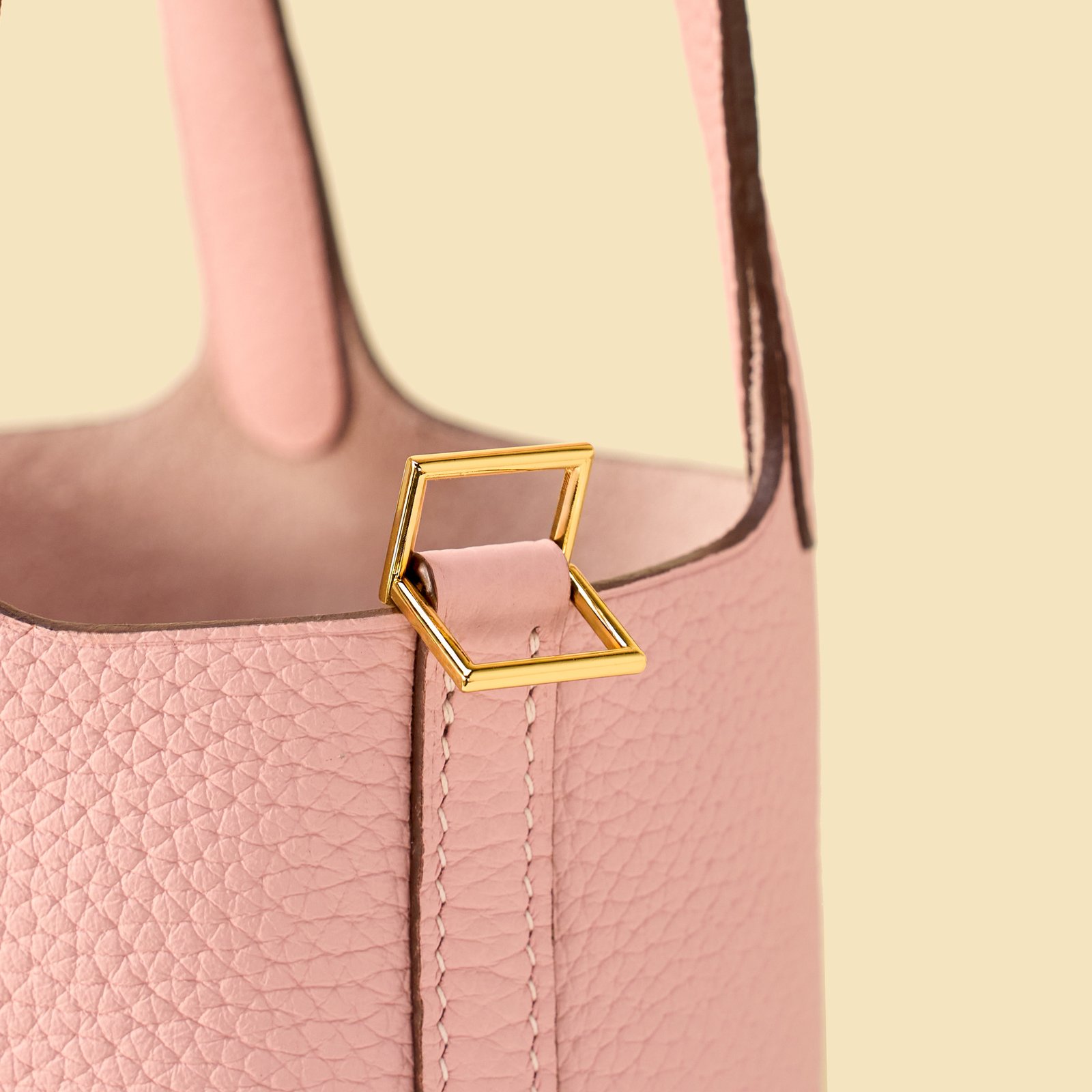 JX Mini Picotin Lock in 3Q Pink – Artisan Code 052, Hand-Stitched, Stainless Steel Hardware