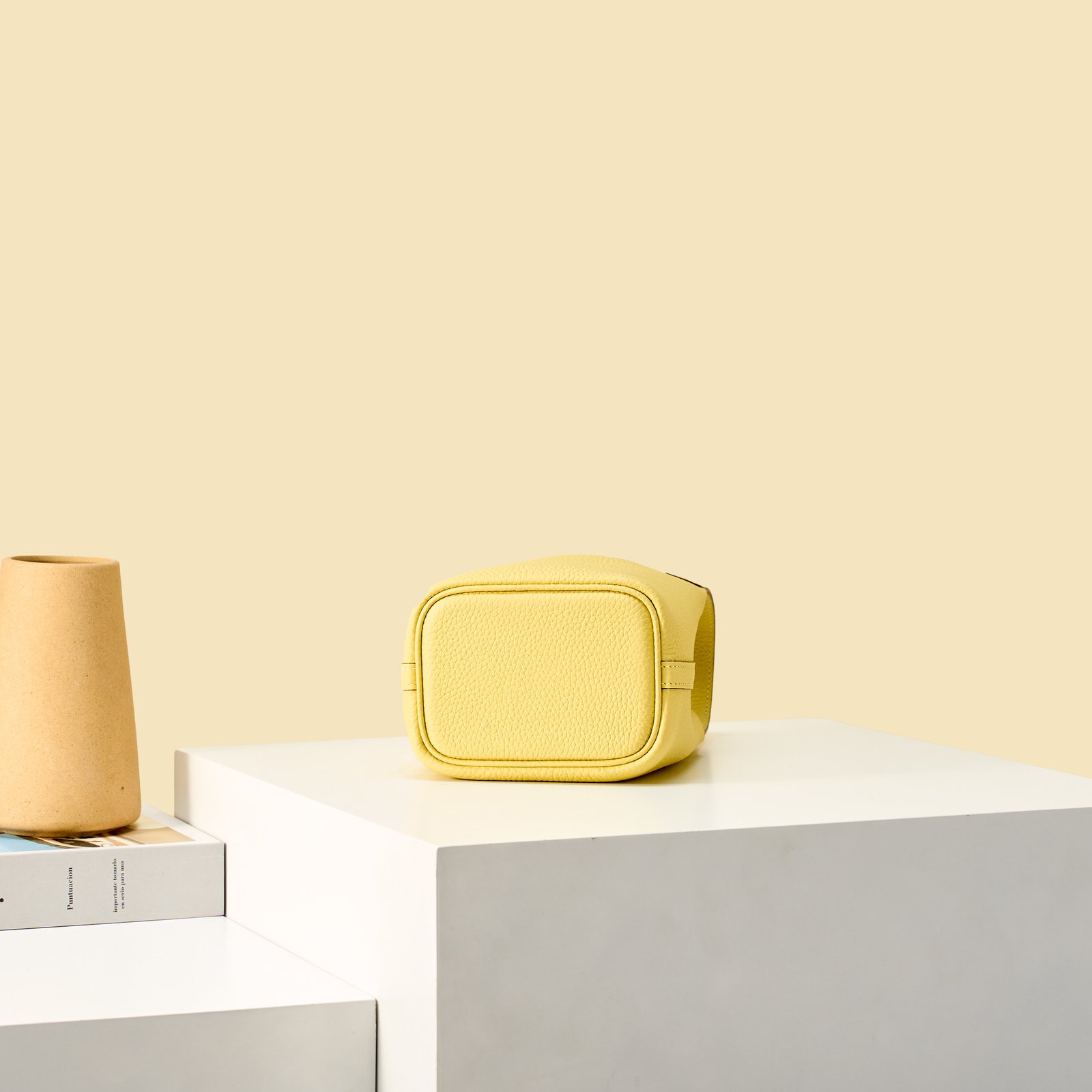 JX Mini Picotin Lock in Chick Yellow – Artisan Code 052, Hand-Stitched, Stainless Steel Hardware