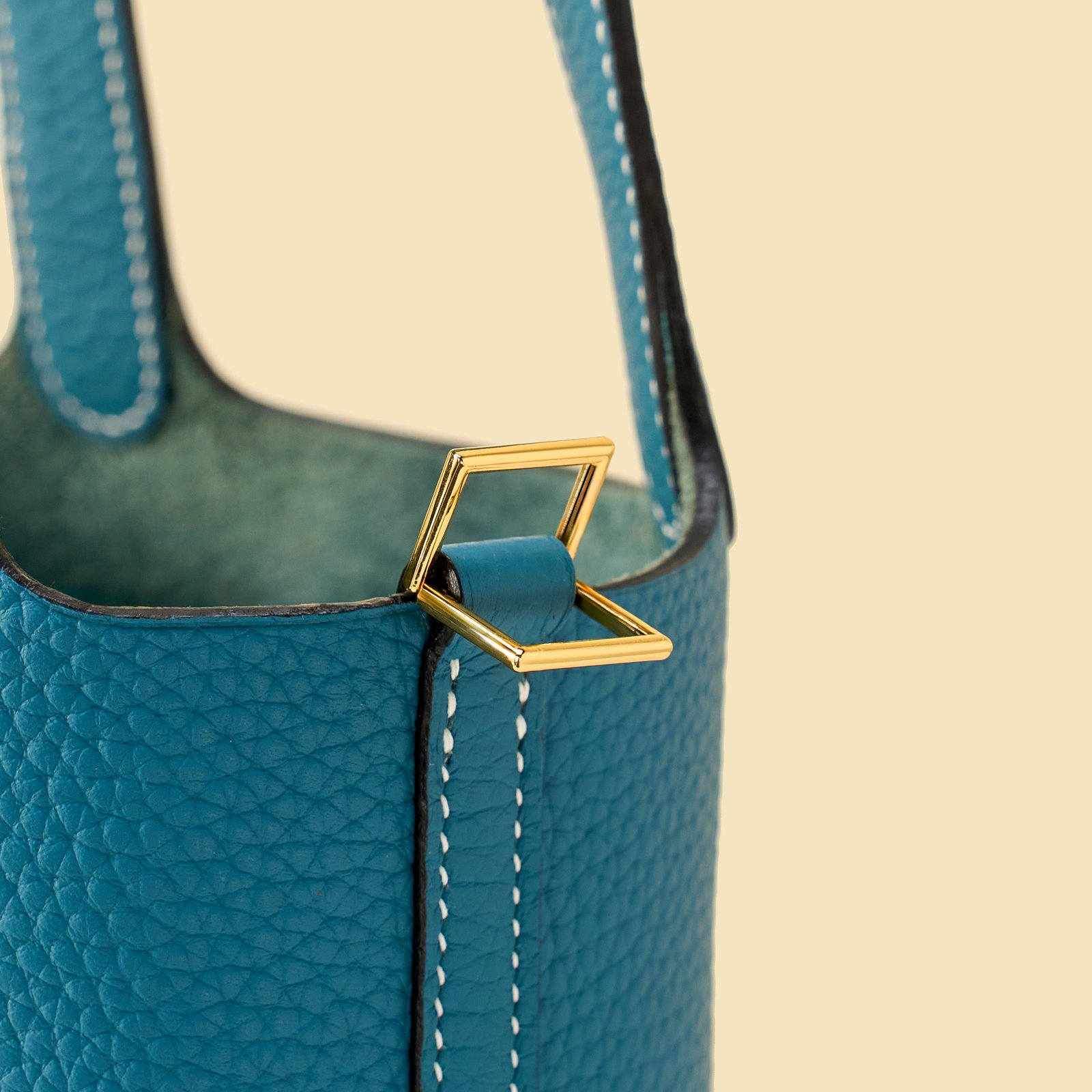 JX Mini Picotin Lock in Denim Blue – Artisan Code 052, Hand-Stitched, Stainless Steel Hardware