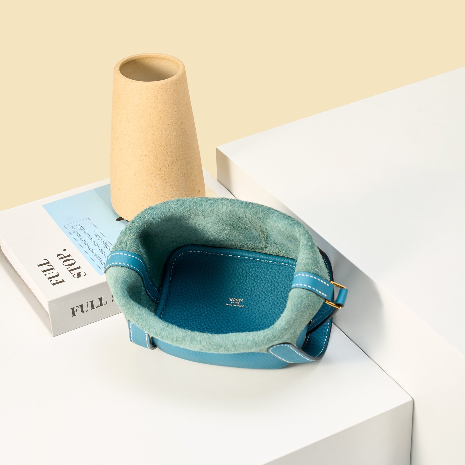 JX Mini Picotin Lock in Denim Blue – Artisan Code 052, Hand-Stitched, Stainless Steel Hardware