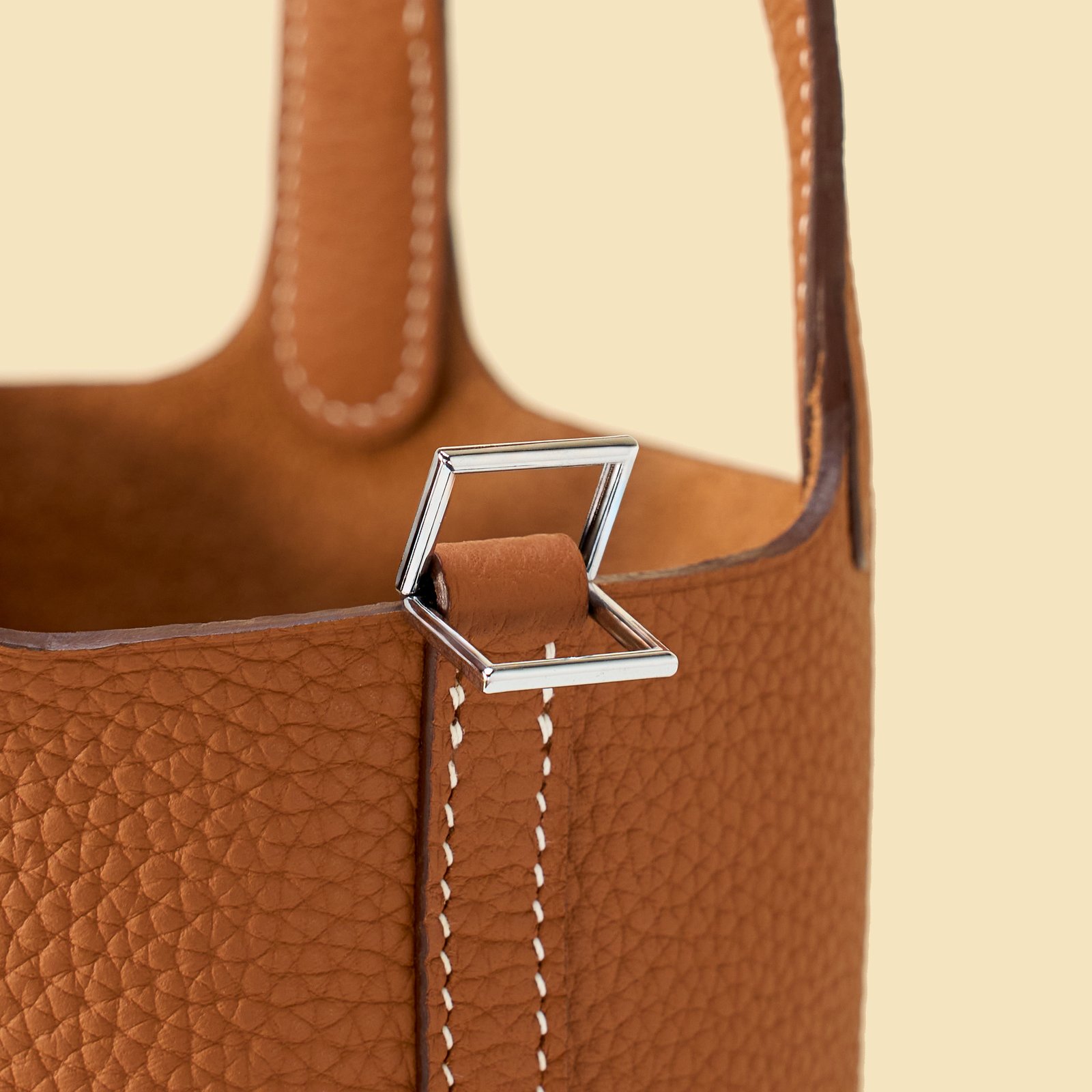 JX Mini Picotin Lock in Gold – Artisan Code 052, Hand-Stitched, Stainless Steel Hardware
