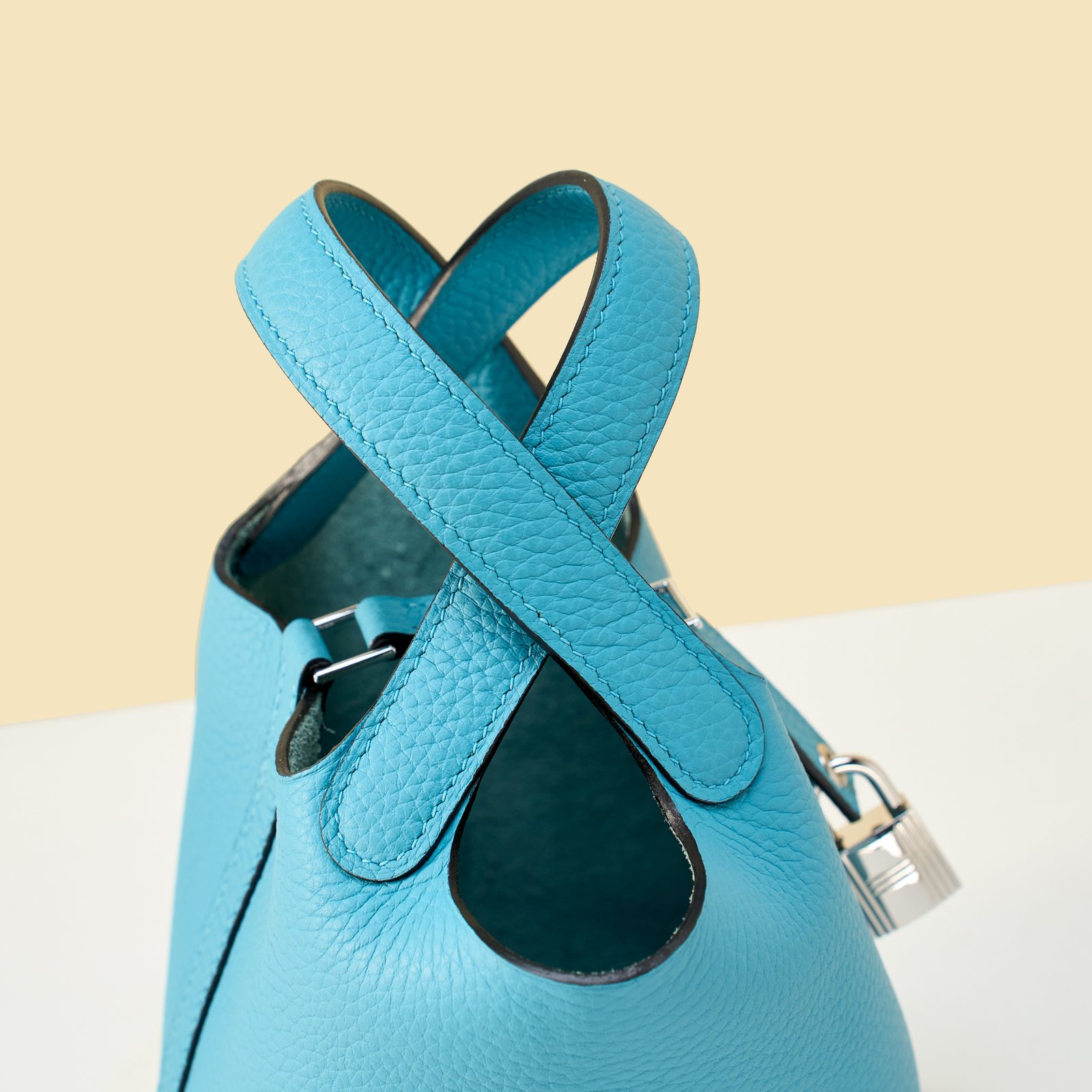 JX Mini Picotin Lock in Northern Blue – Artisan Code 052, Hand-Stitched, Stainless Steel Hardware