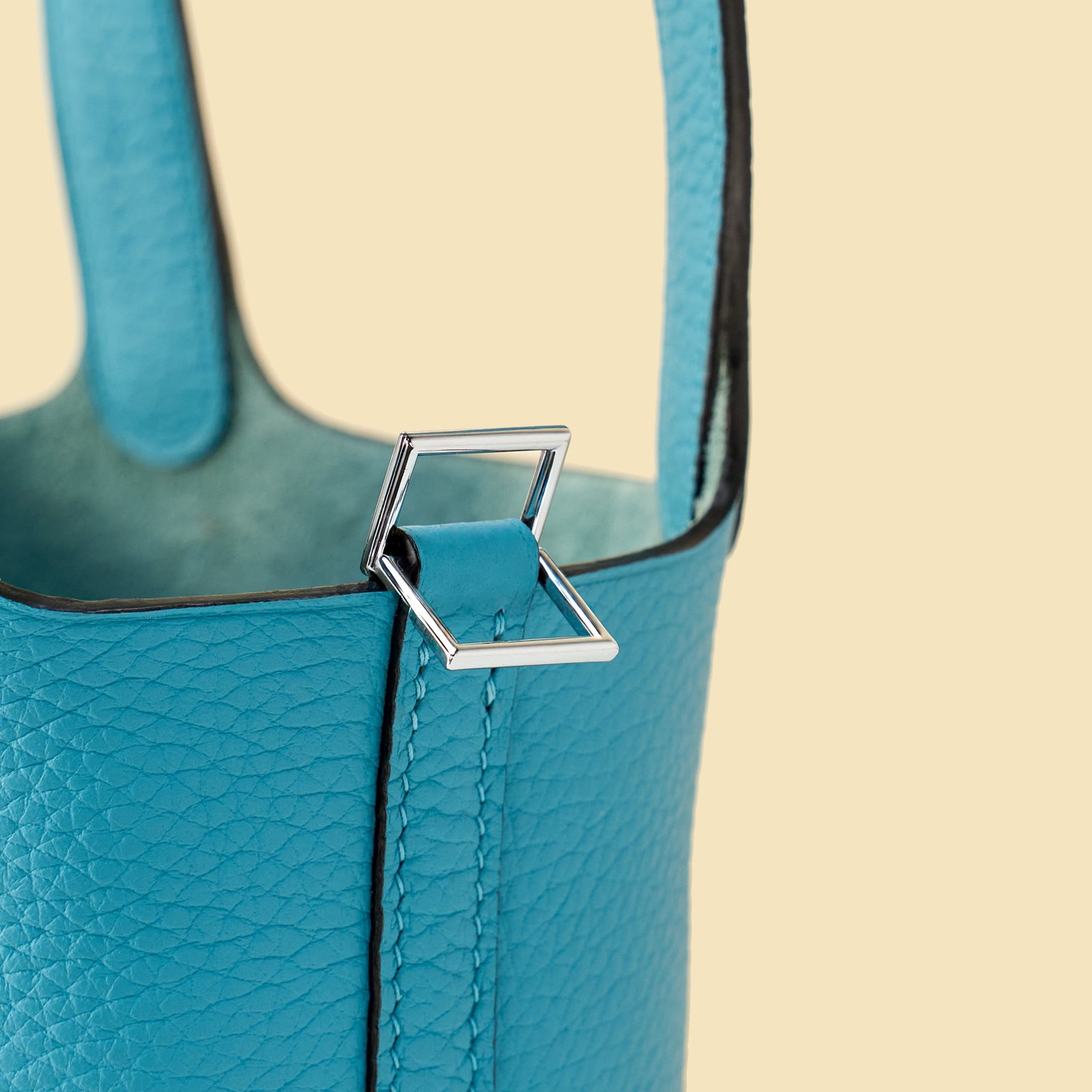 JX Mini Picotin Lock in Northern Blue – Artisan Code 052, Hand-Stitched, Stainless Steel Hardware