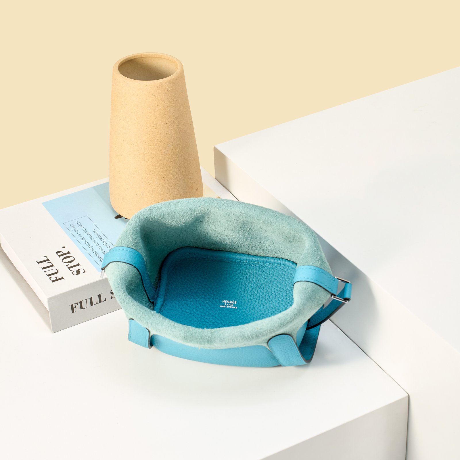 JX Mini Picotin Lock in Northern Blue – Artisan Code 052, Hand-Stitched, Stainless Steel Hardware