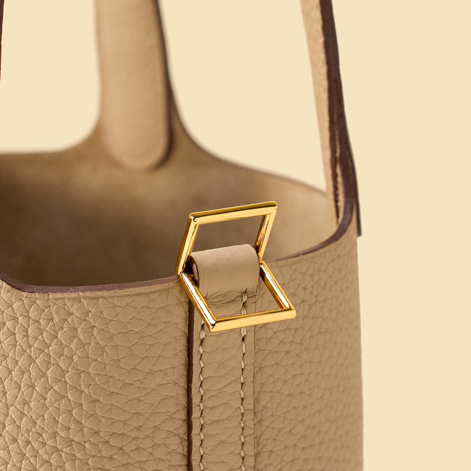 JX Mini Picotin Lock in Trench Grey – Artisan Code 052, Hand-Stitched, Stainless Steel Hardware