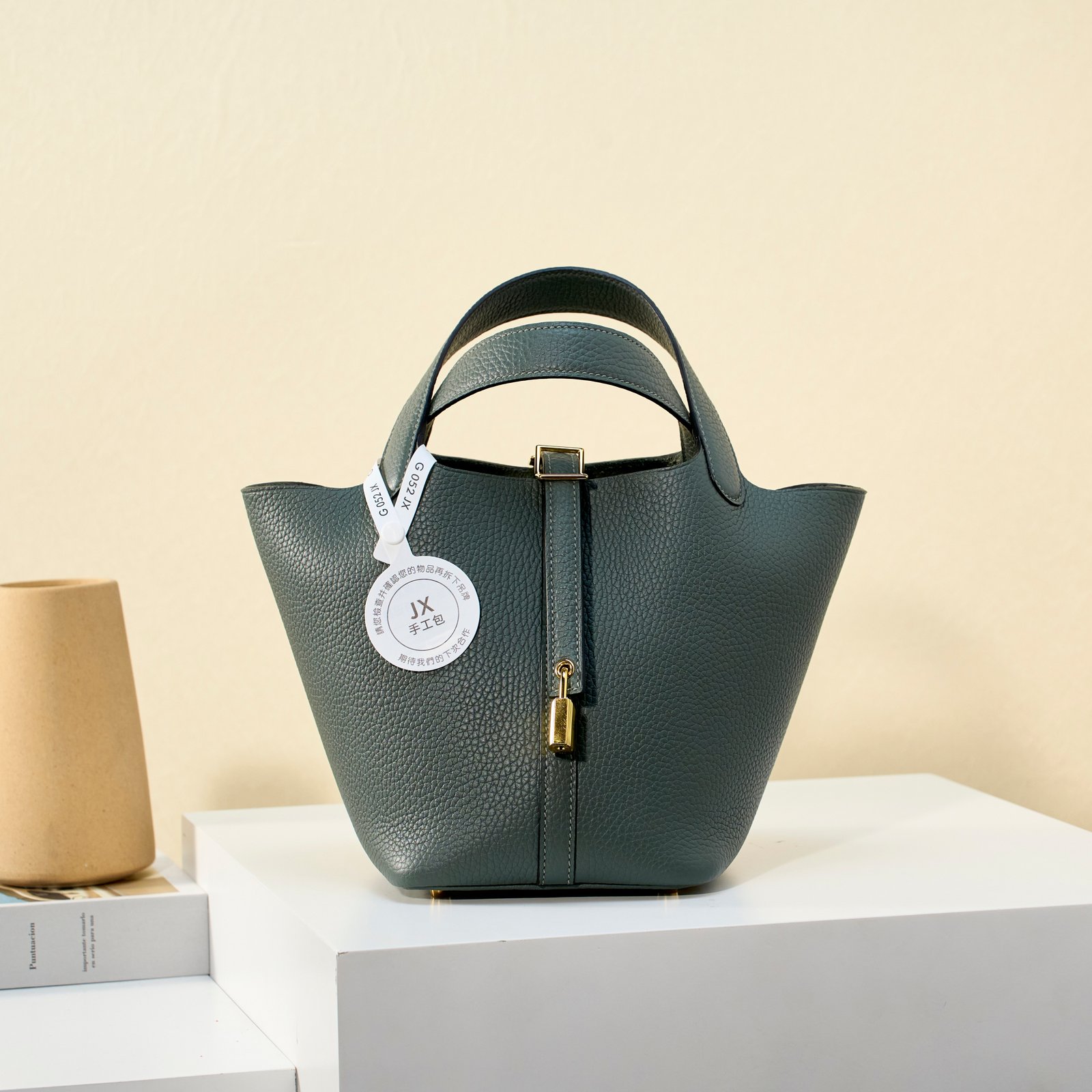 JX Premium Picotin Lock in Almond Green – Artisan Code 052, Sizes 18 & 22