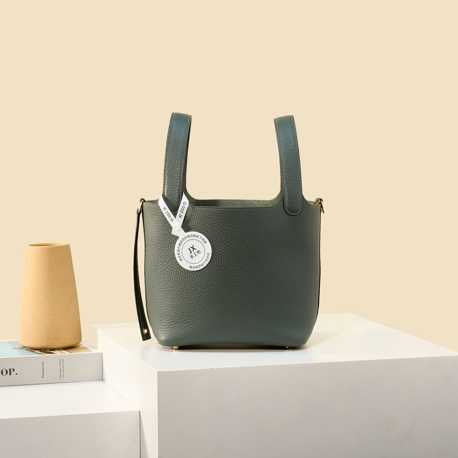 JX Premium Picotin Lock in Almond Green – Artisan Code 052, Sizes 18 & 22