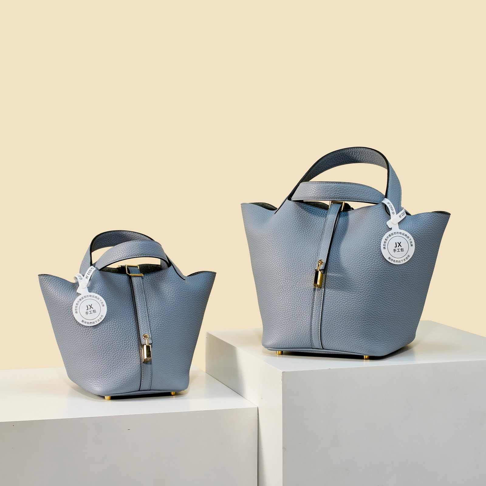 JX Premium Picotin Lock in Linen Blue – Artisan Code 052, Sizes 18 & 22 – 01 JX Premium Picotin Lock in Linen Blue – Artisan Code 052, Sizes 18 & 22